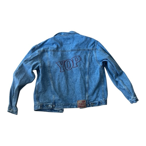 VTG Buffalo Jean Jacket 100% Cotton Rare Embroidery “YOP” Size: M - Picture 5 of 6